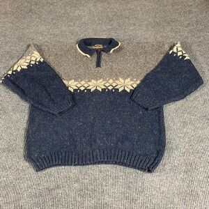 VTG High Sierra Sweater Mens Extra Large Blue 1/4 Zip Wool Blend Nordic Outdoors